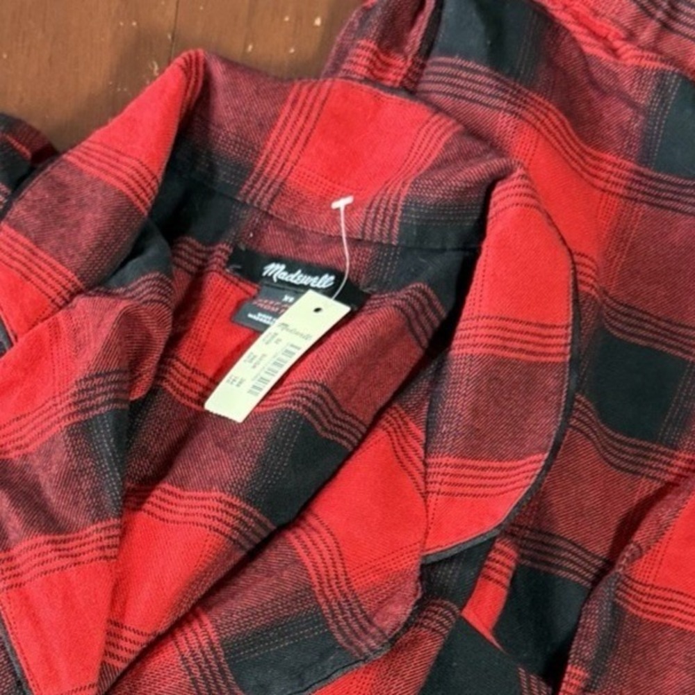 Madewell Pajama Set Womens XS Red Black Buffalo Plaid Flannel AG568 NWT - Picture 4 of 14